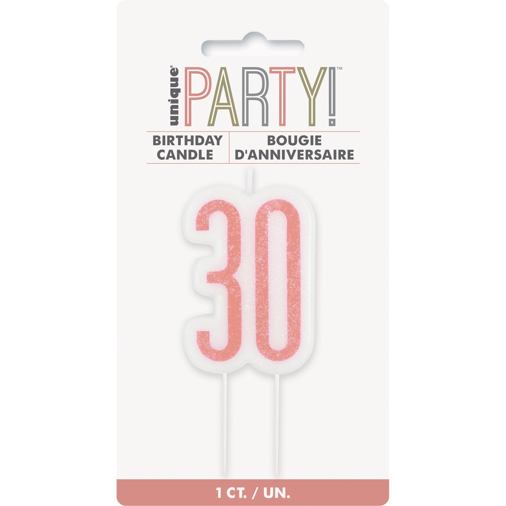Age 30 Pink Birthday Candle 3.5in