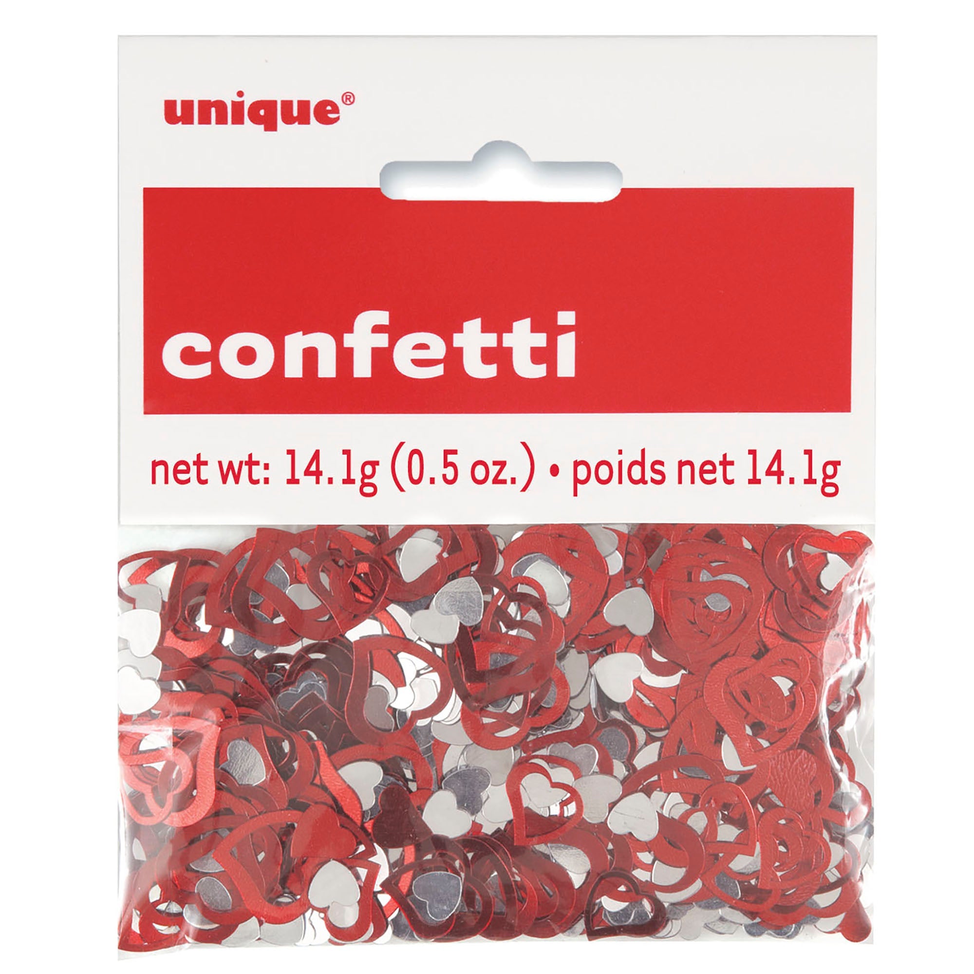 Hearts Foil Confetti Red and Silver 0.5oz