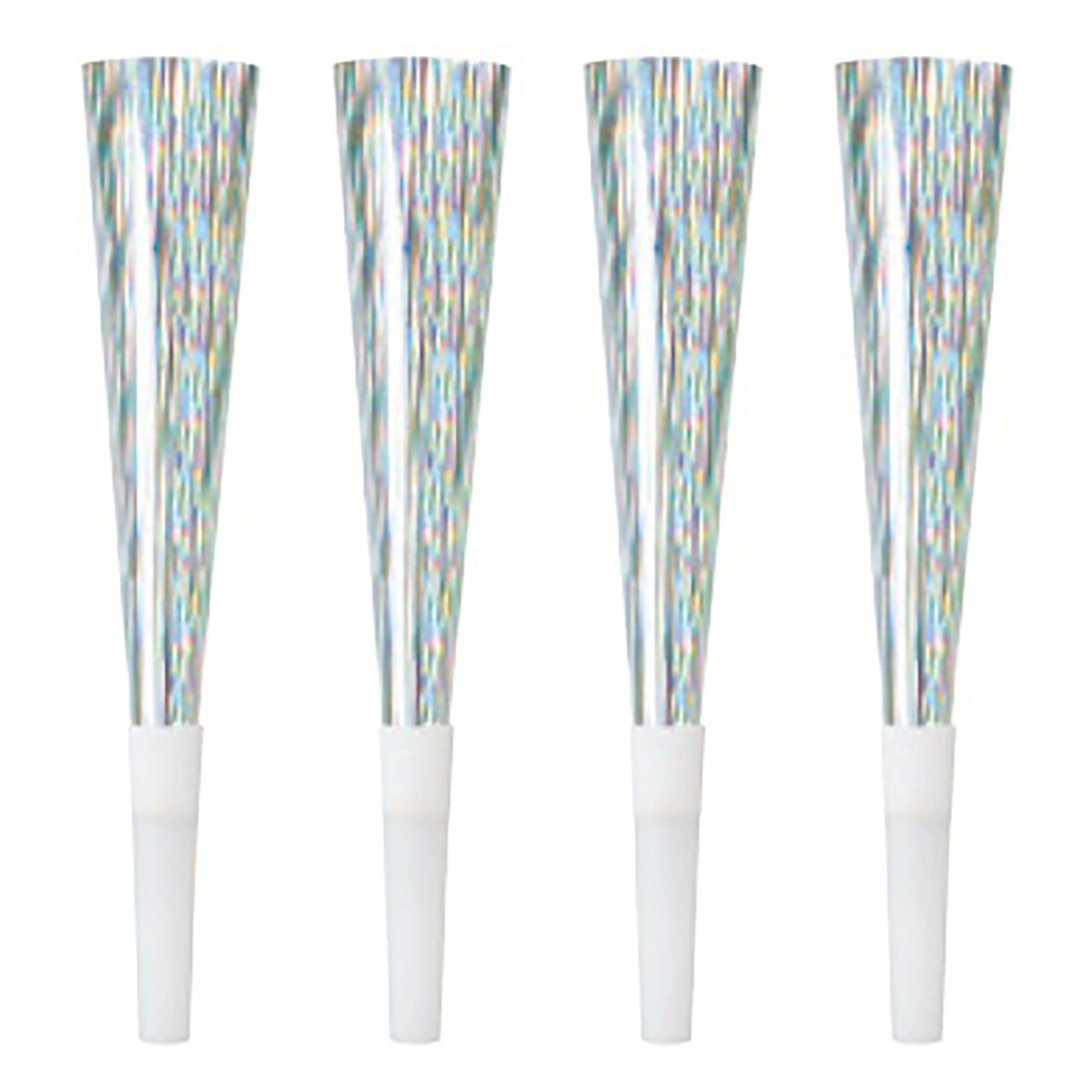 6 Prismatic Silver Horns 8in