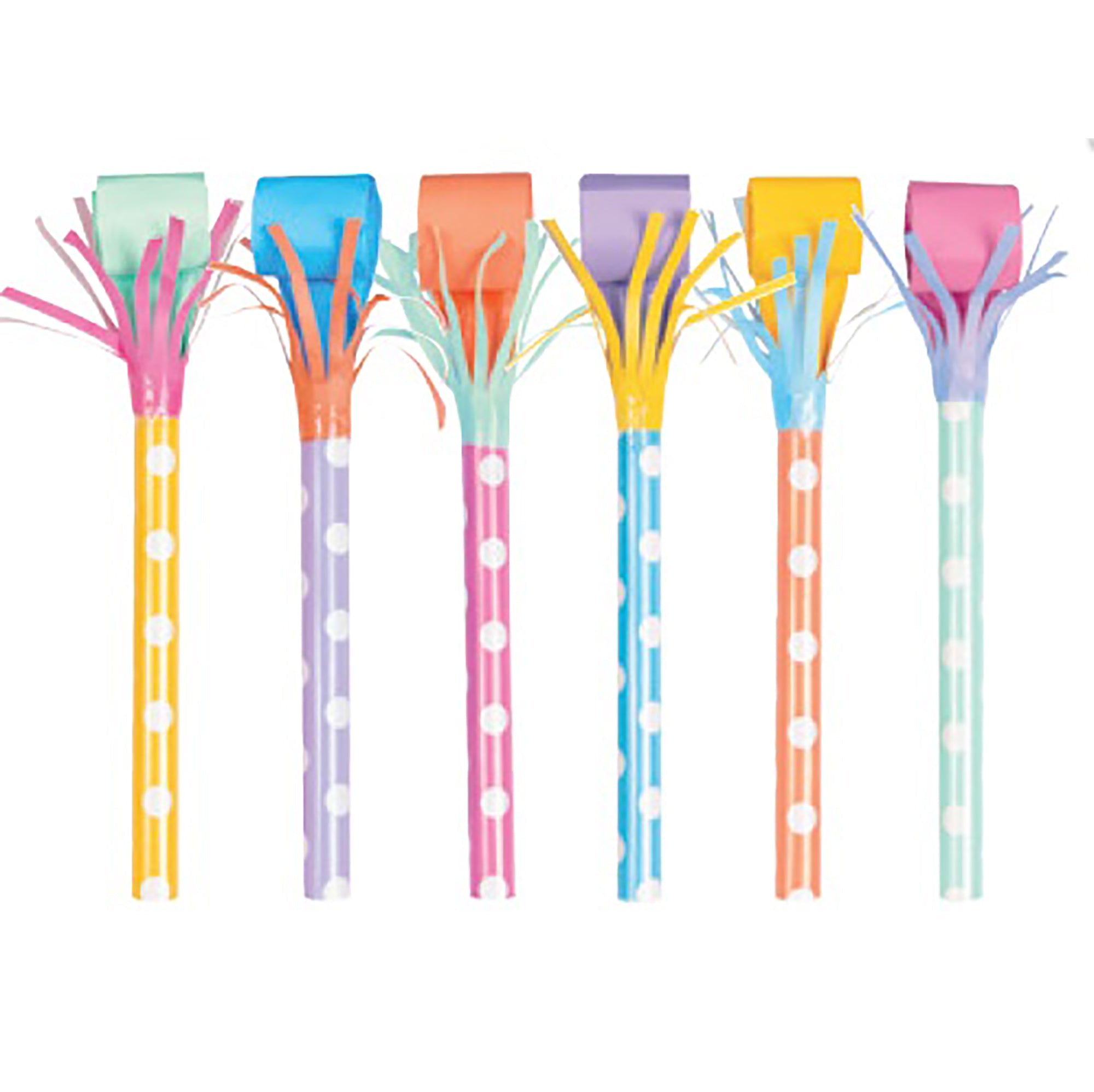 6 Long Stem Bright Fringe Blowouts 7.5in Unrolled