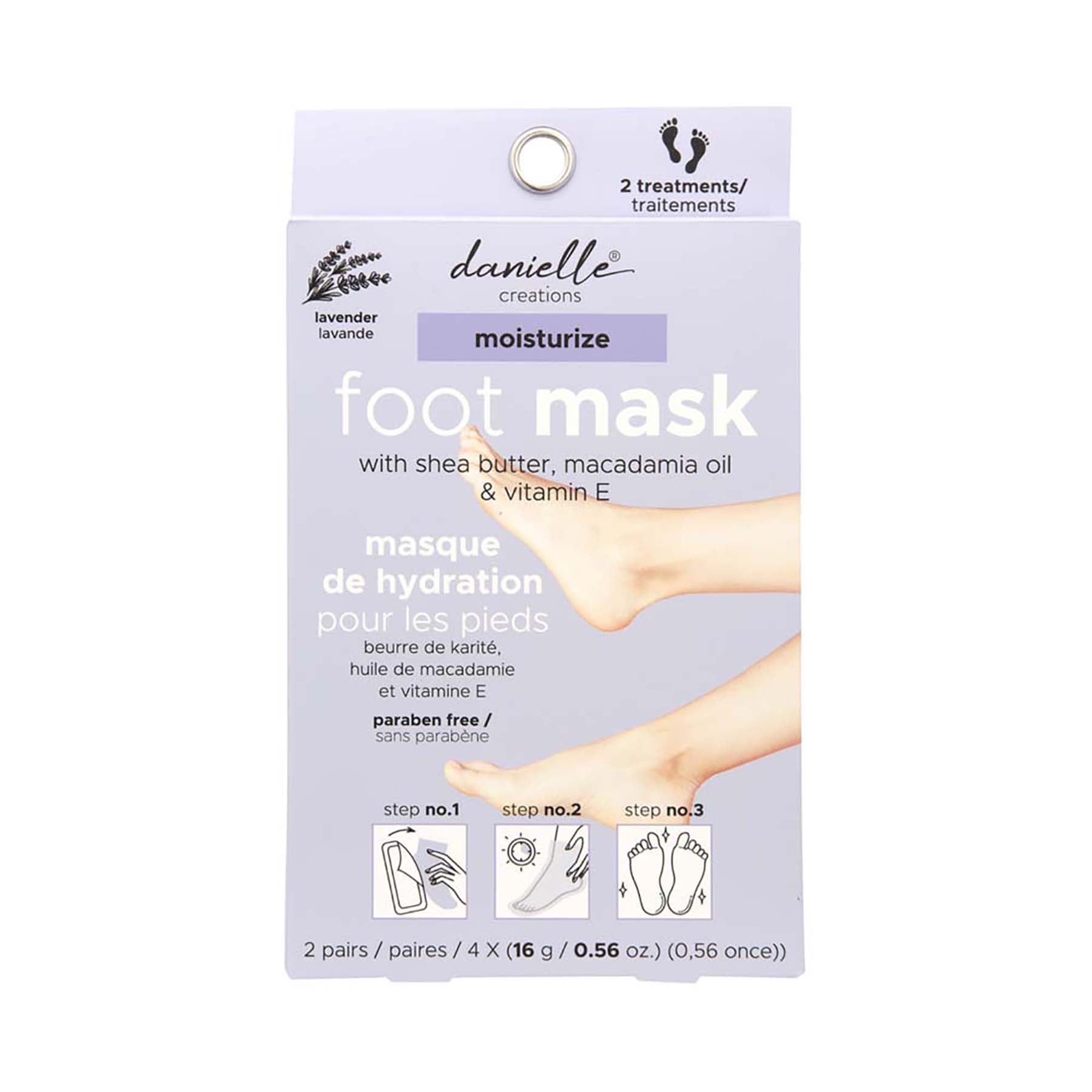Danielle Creations 2 Pairs Foot Masks - Moisturizing Lavender 