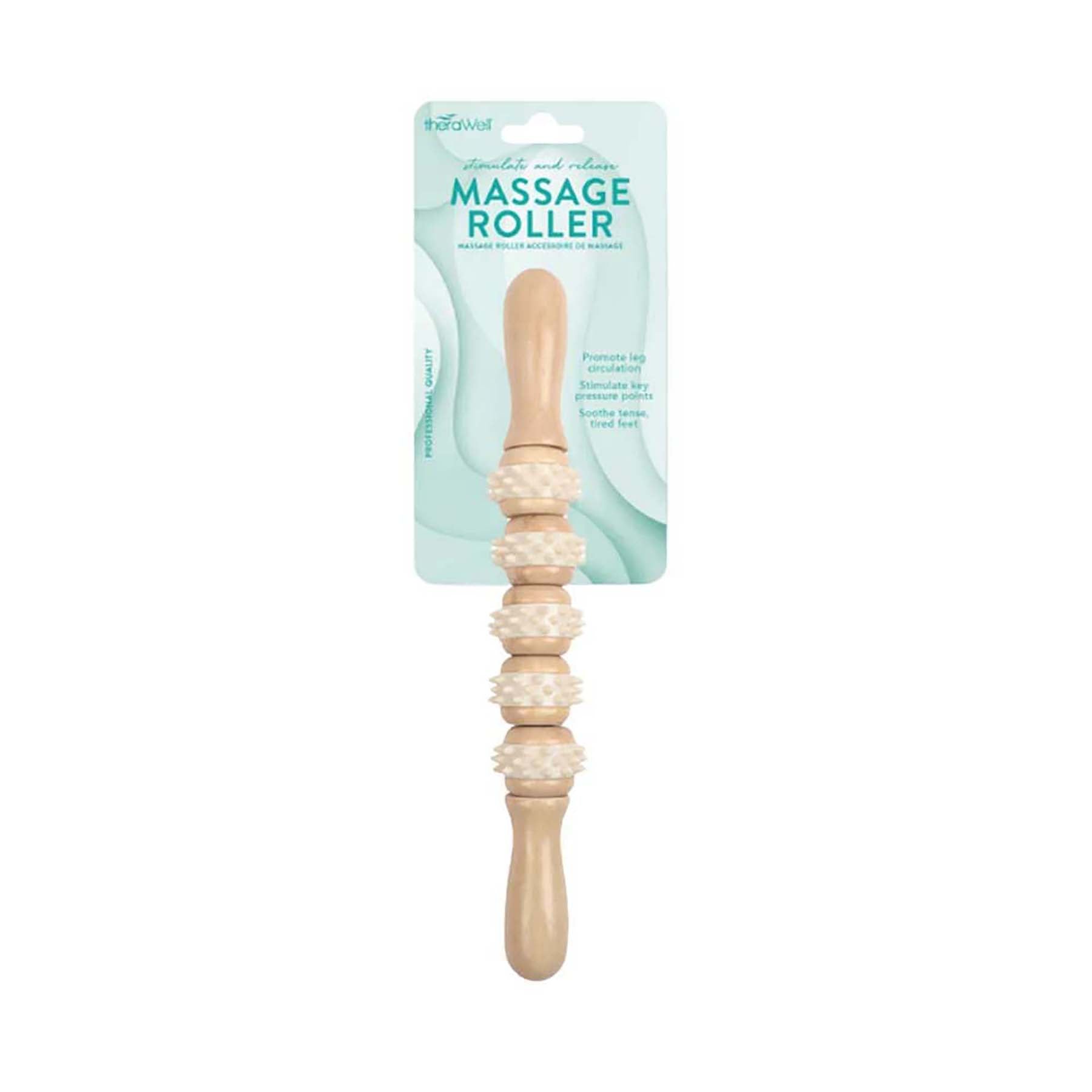 TheraWell Wooden Massage Roller 10.75in