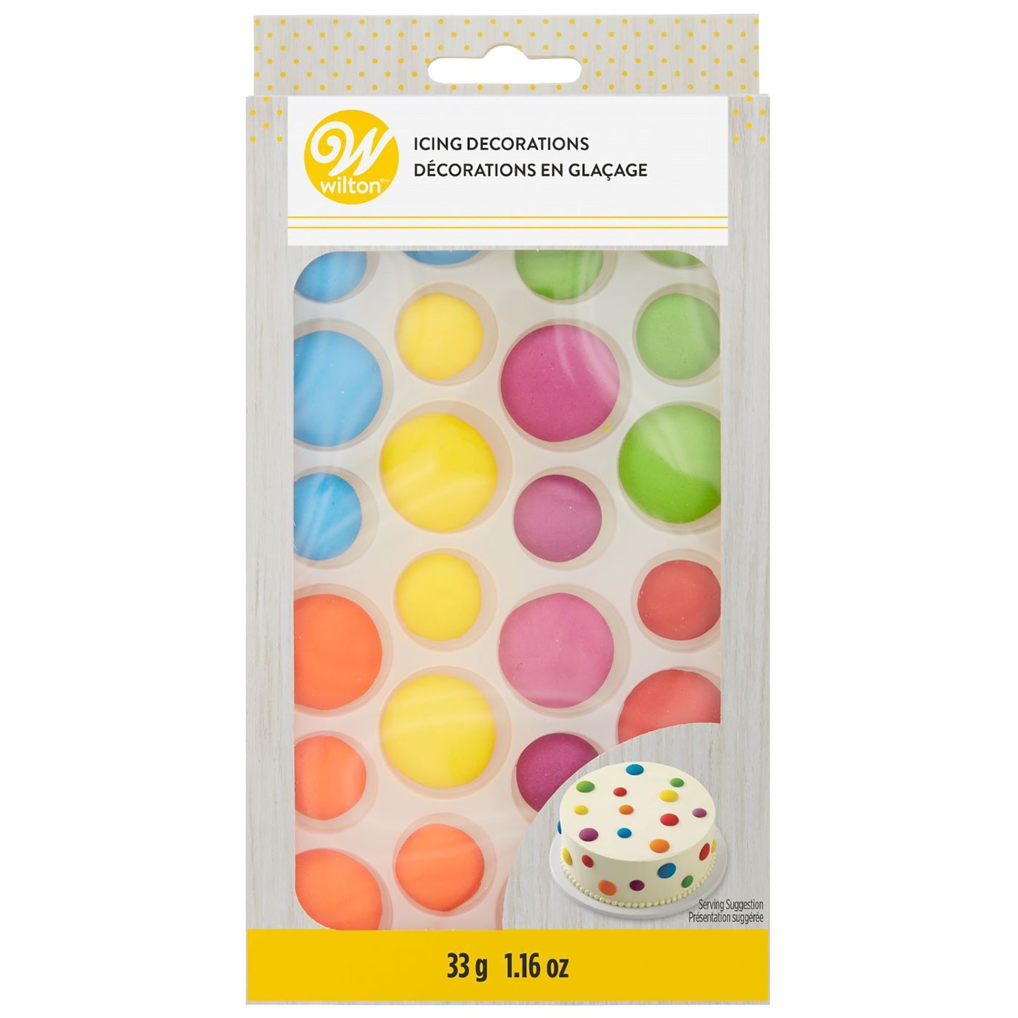 Wilton 24 Icing Decorations Rainbow Dots 0.6 and 0.9in