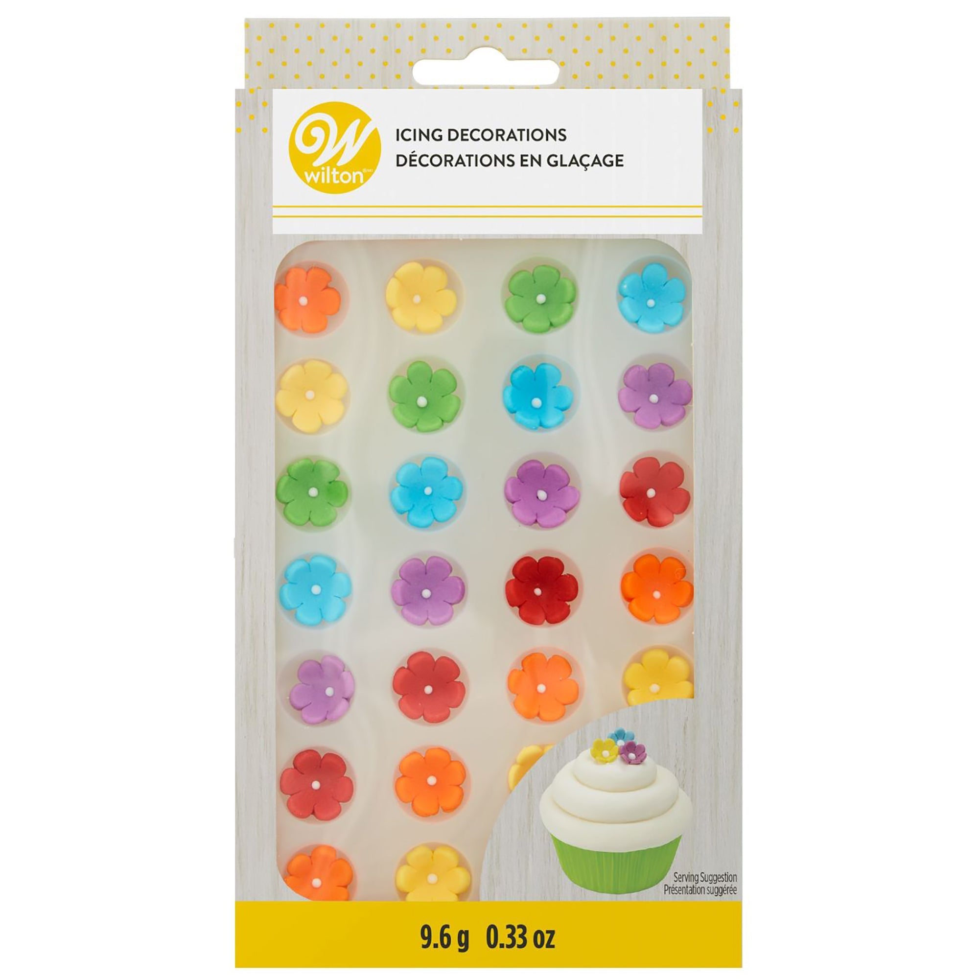 Wilton 28 Icing Decorations Mini Rainbow Daisy 0.5in each