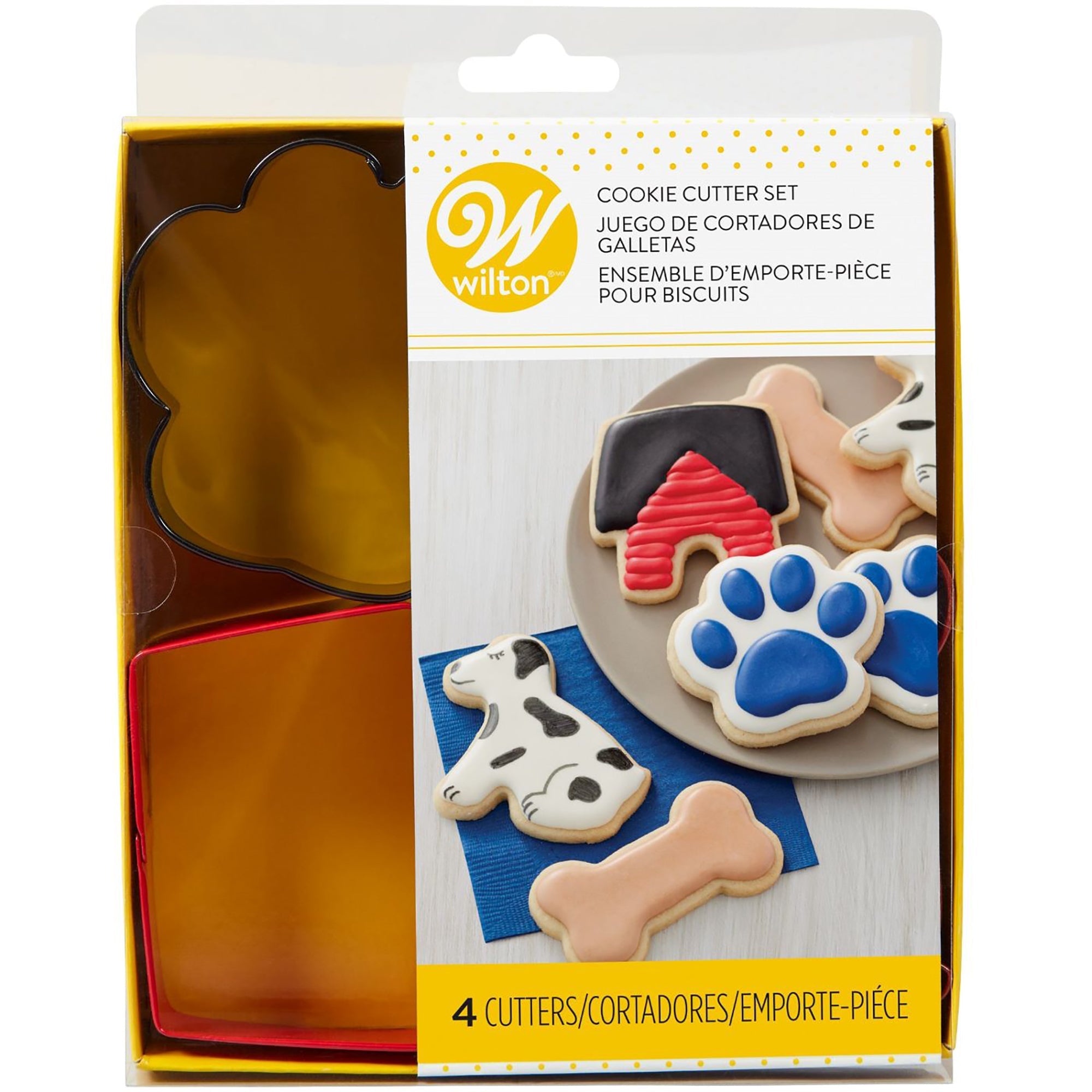 Wilton 4pcs Cookie Cutter Set Dog Theme Metal 3 to 3.5in