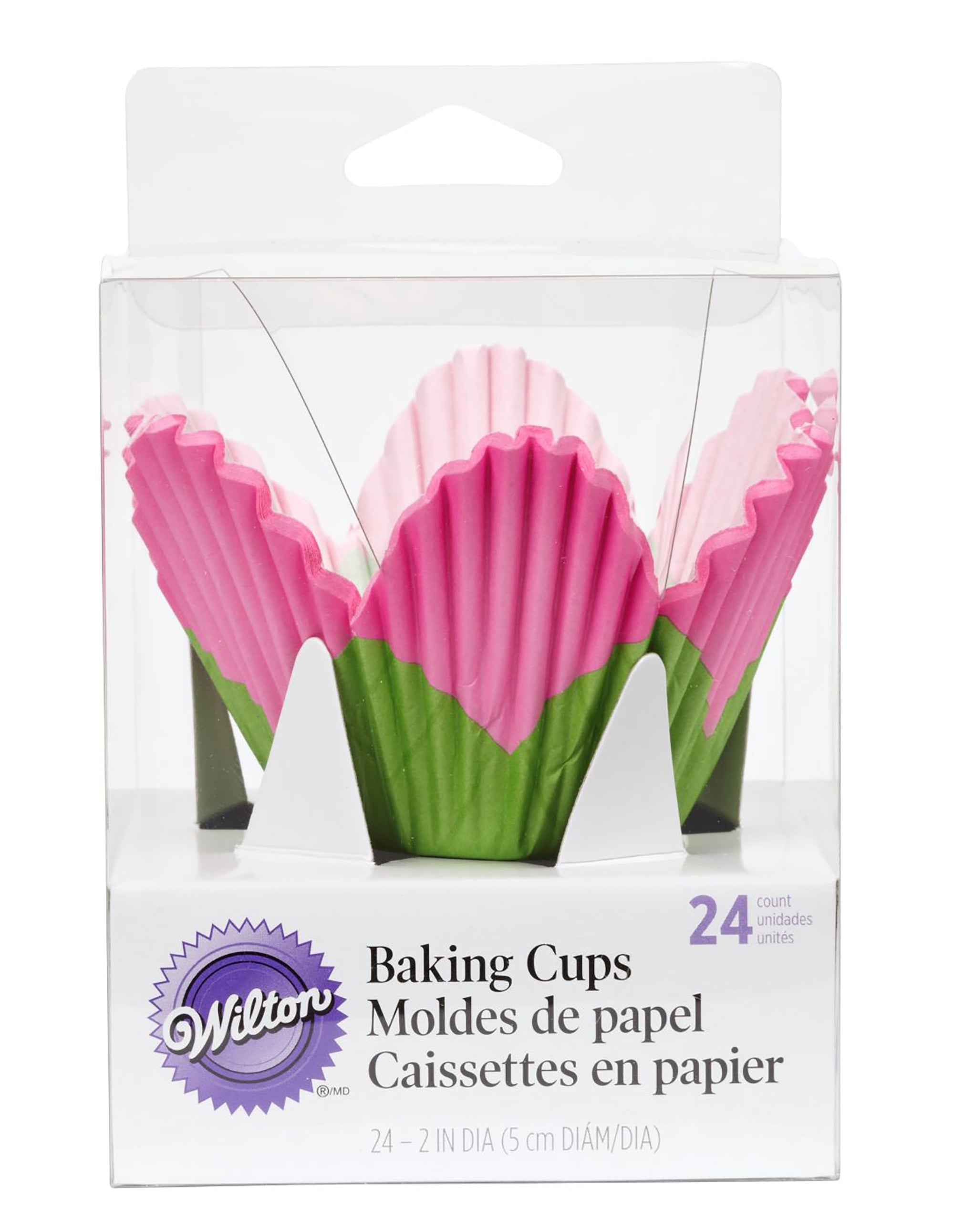 Wilton 24 Paper Baking Cups Pink Petal 2.5in