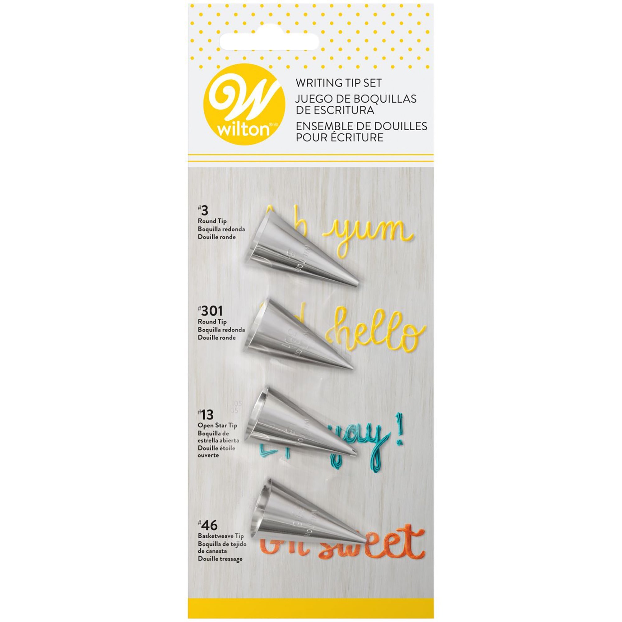 Wilton 4pcs Writing Tip Set - #3, #301, #13, #46  Stainless Steel