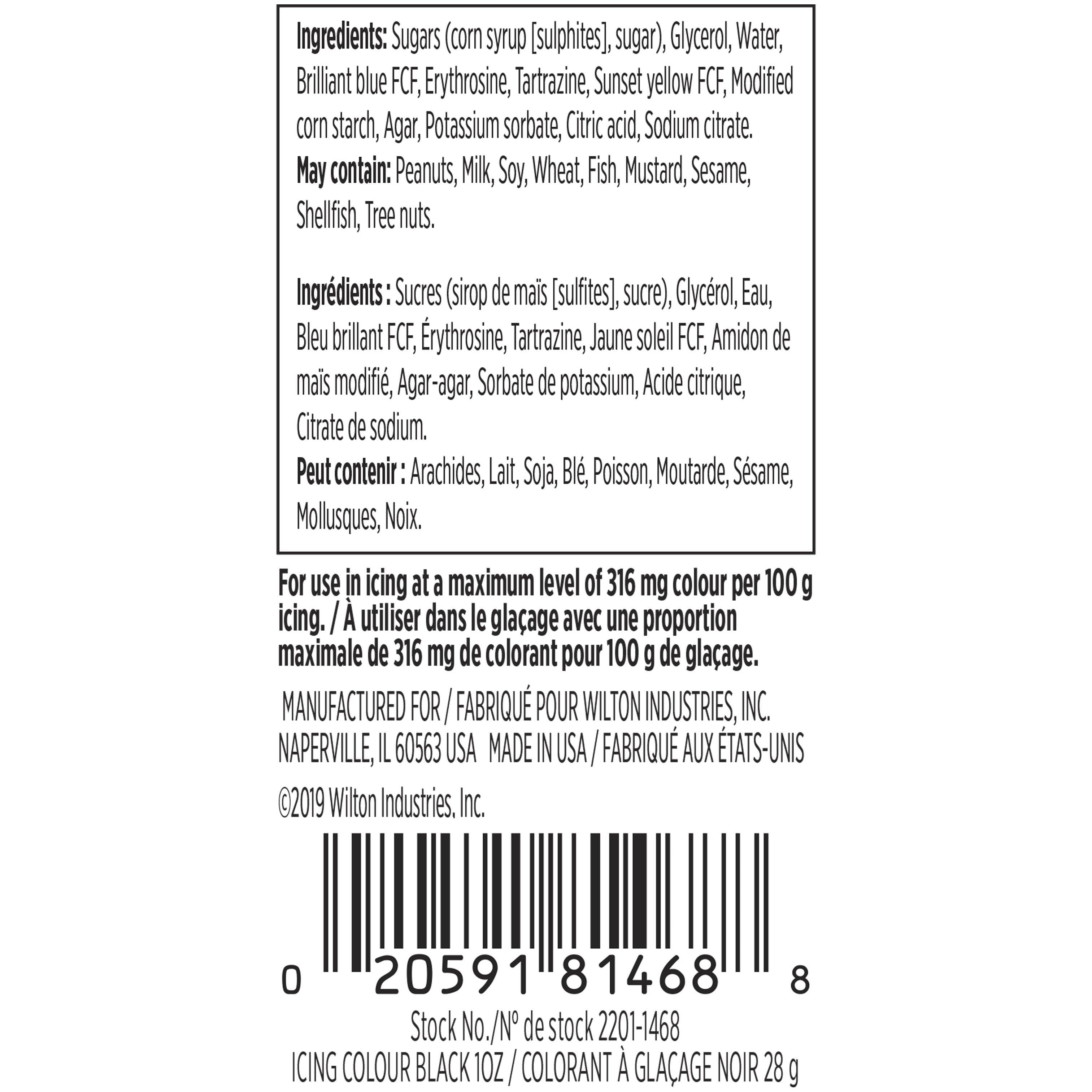Wilton Icing Colour 1Oz Black Bilingu - Dollar Max Dépôt
