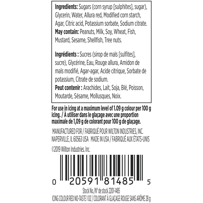Wilton Icing Colour 1Oz Red No Taste - Dollar Max Dépôt